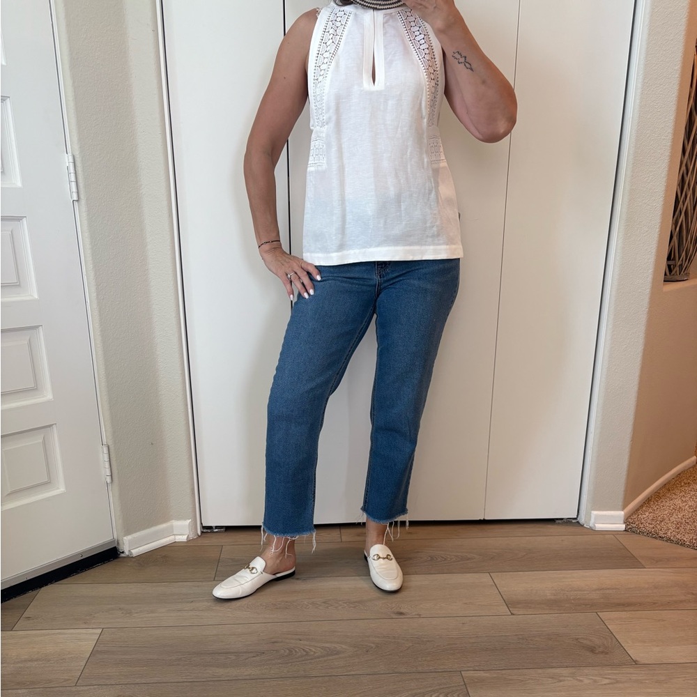 Reiss Linen Top with Lace detail